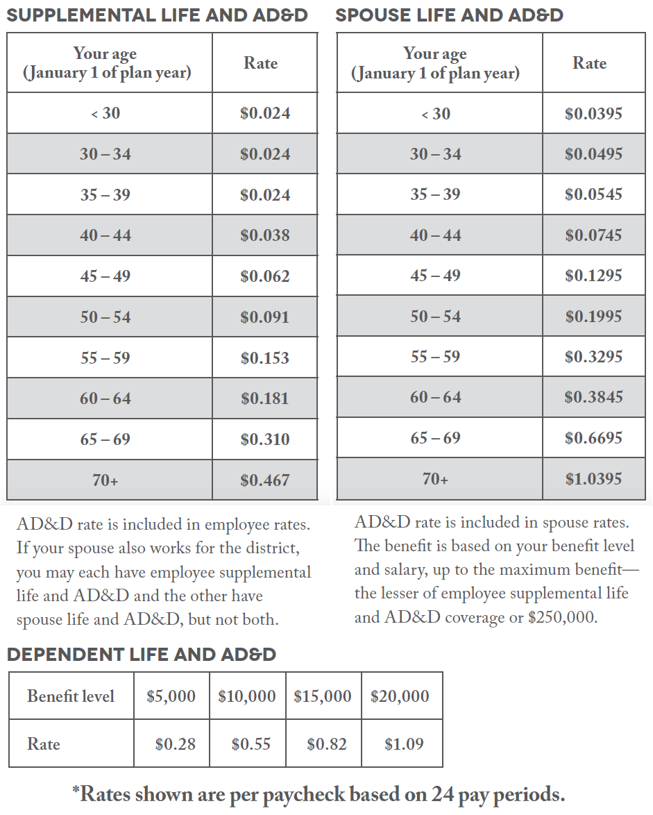 supplemental life and A&D
