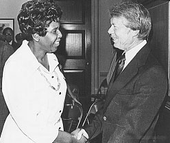 Barbara Jordan with future President Jimmy Carter at the 1976 Democratic National Convention Barbara Jordan with future President Jimmy Carter at the 1976 Democratic National Convention