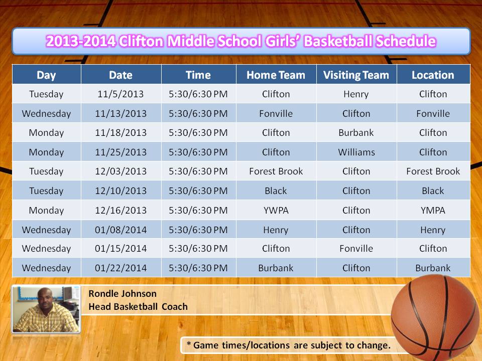 2013-2014 Girls' Basketball Schedule 