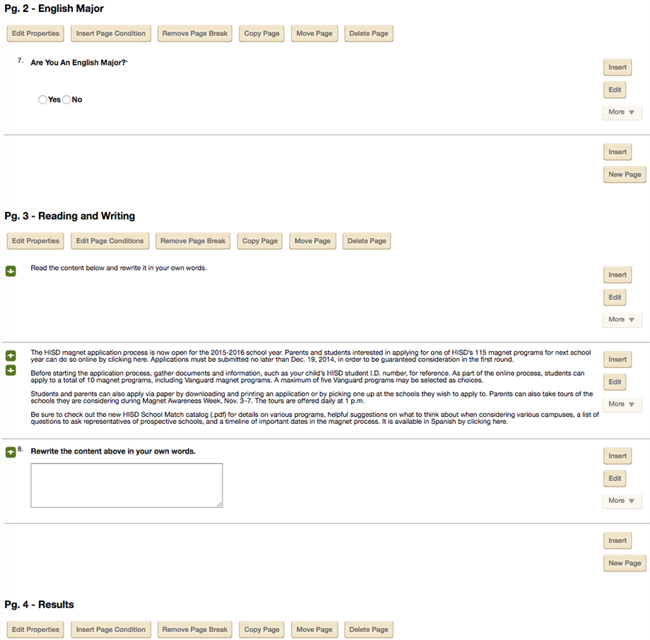 Page Conditions 