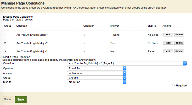 Page Conditions 