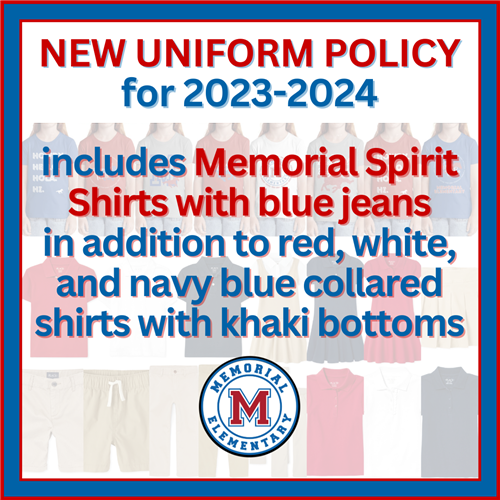 Memorial Elementary Uniform Policy 2023-2024