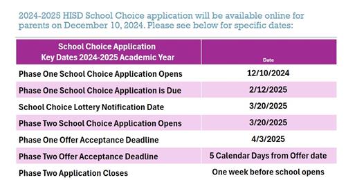 School Choice Application Dates
