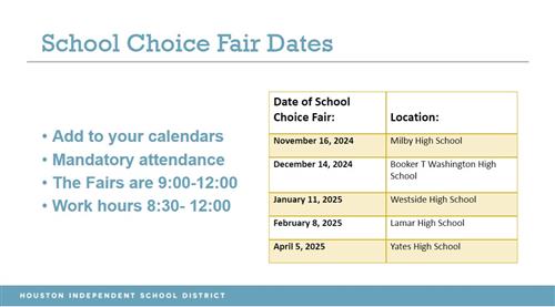 School Choice Fair Dates
