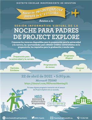 Project Explore Parent Night FLyer Spanish 