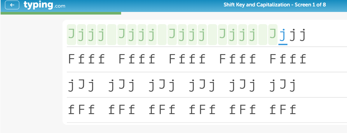 typing - shift key
