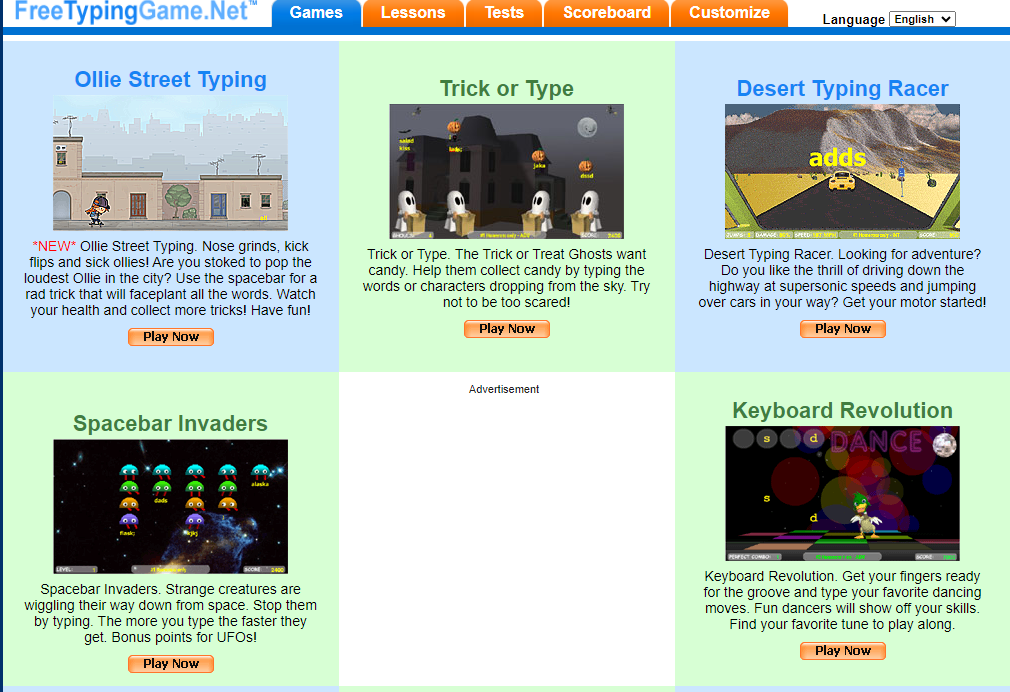 free typing games