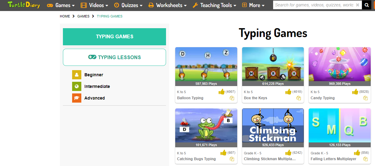Turtle Diary - Typing games