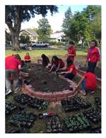 Students plant the first garden beds! 
