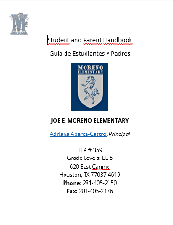 Student Parent Moreno Handbook Image