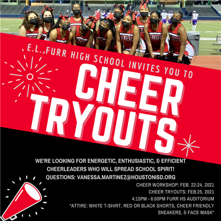 Cheer Camp & Tryouts Feb. 22-25 4:30-6PM