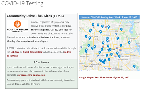 Covid Testing Sites Info 