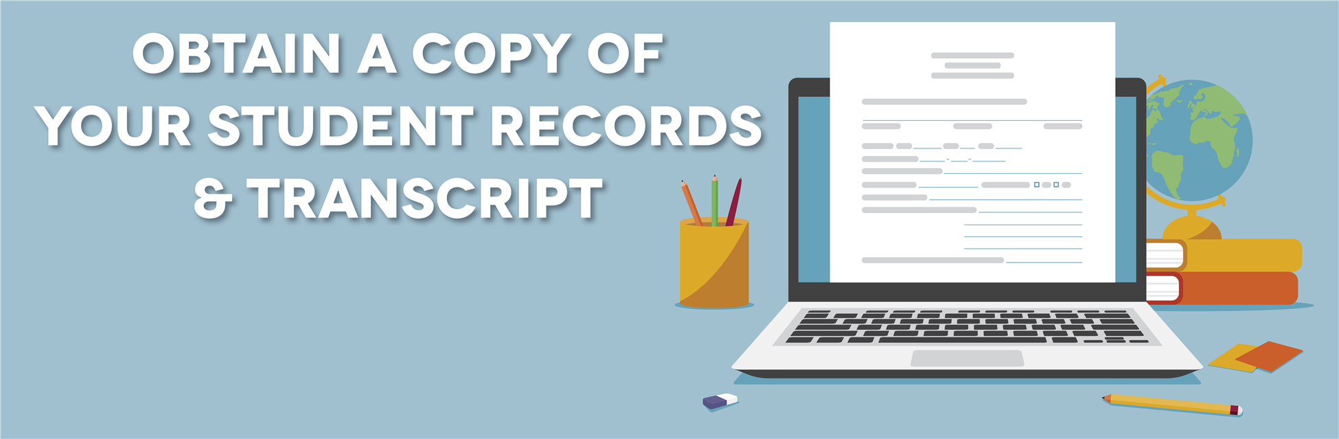 student records, laptop banner
