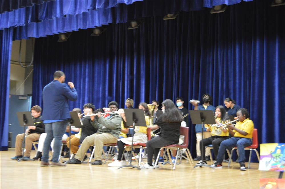 The Band Performing during Elementary School Tour of Welch Middle. 