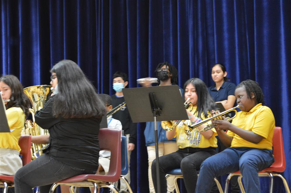 The Band Performing during Elementary School Tour of Welch Middle. 