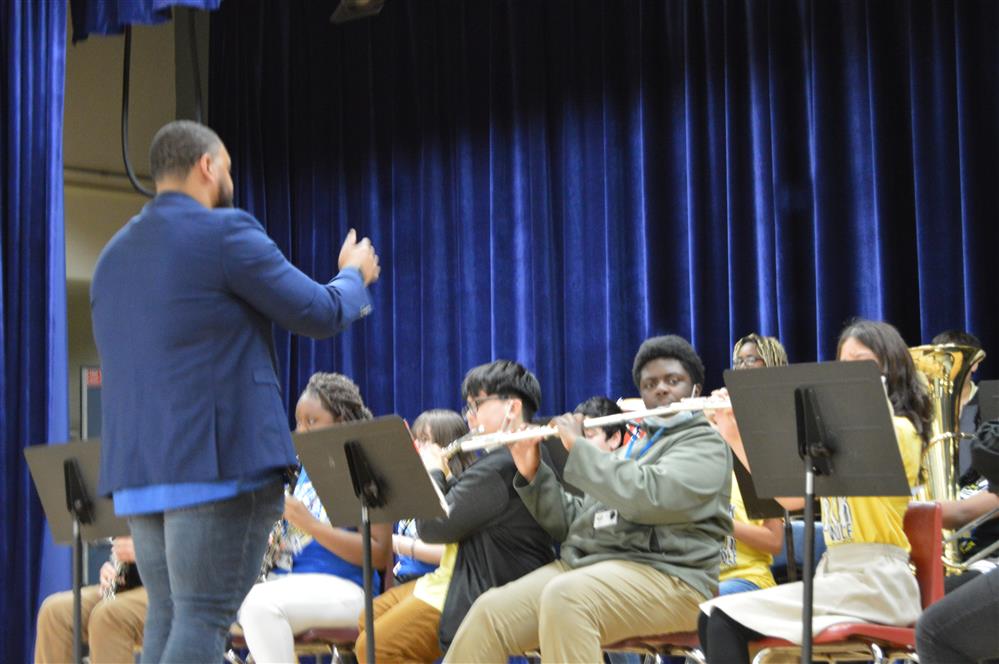 The Band Performing during Elementary School Tour of Welch Middle. 