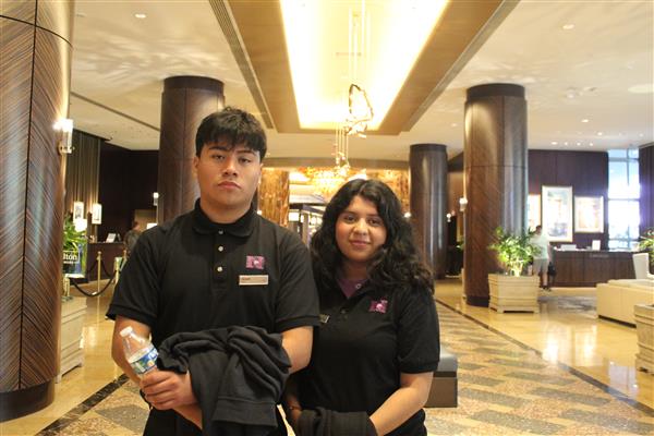 Enjoying the Hilton Hotel during the internship!