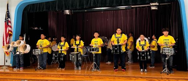 Drum Line Performing at the Hispanic Heritage Month Performance